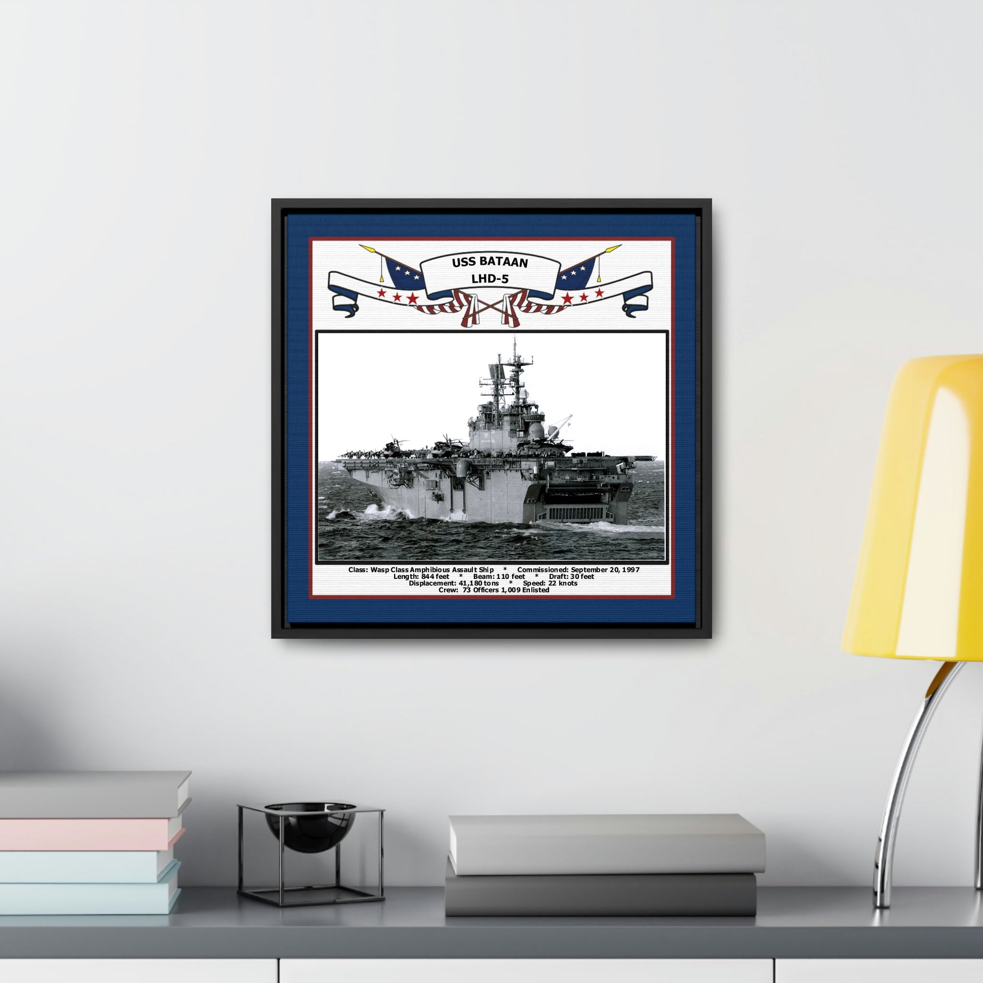 USS Bataan LHD-5 Navy Floating Frame Photo Desk View
