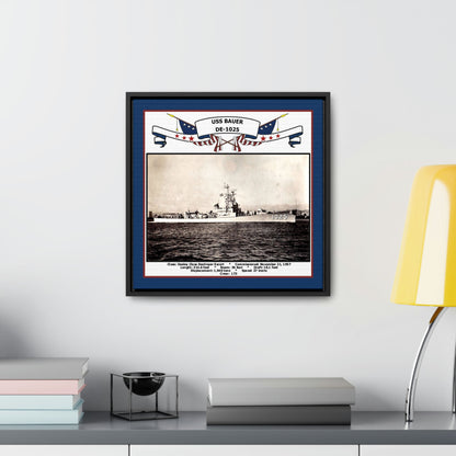 USS Bauer DE-1025 Navy Floating Frame Photo Desk View