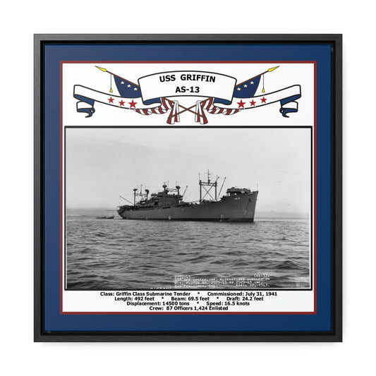 USS Griffin AS-13 Navy Floating Frame Photo Front View