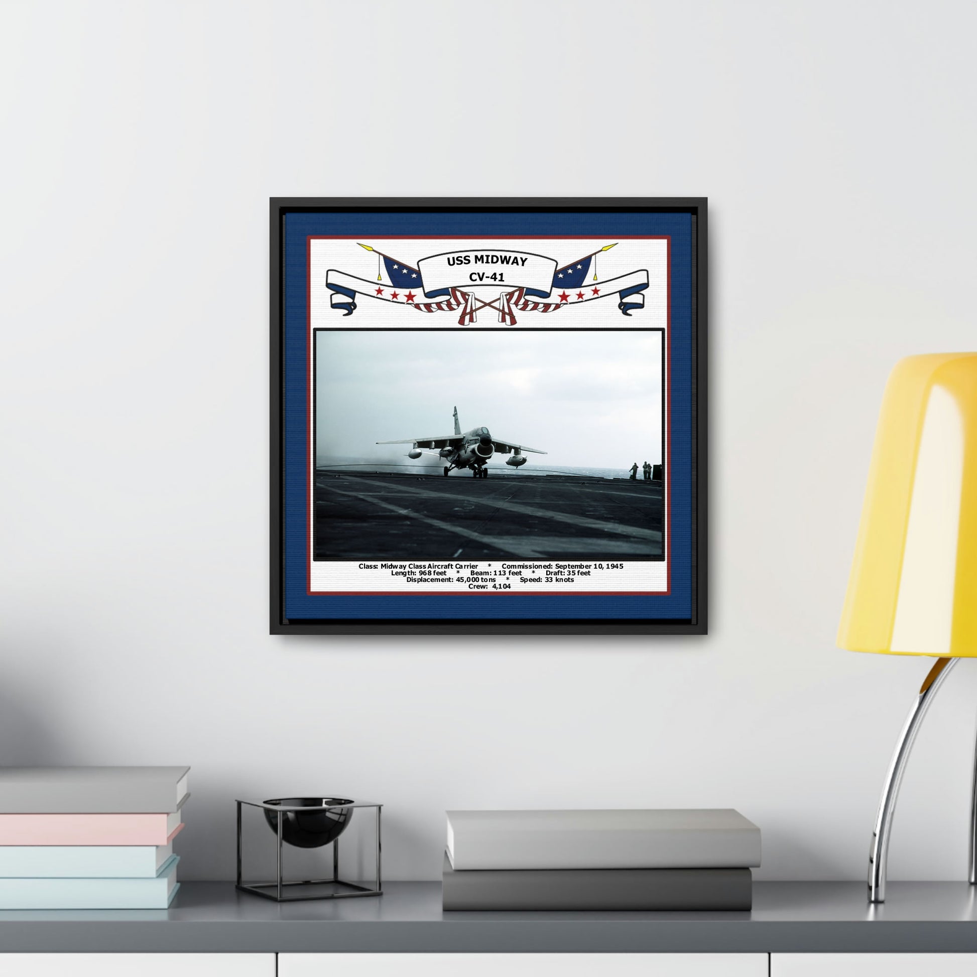 USS Midway CV-41 Navy Floating Frame Photo Desk View