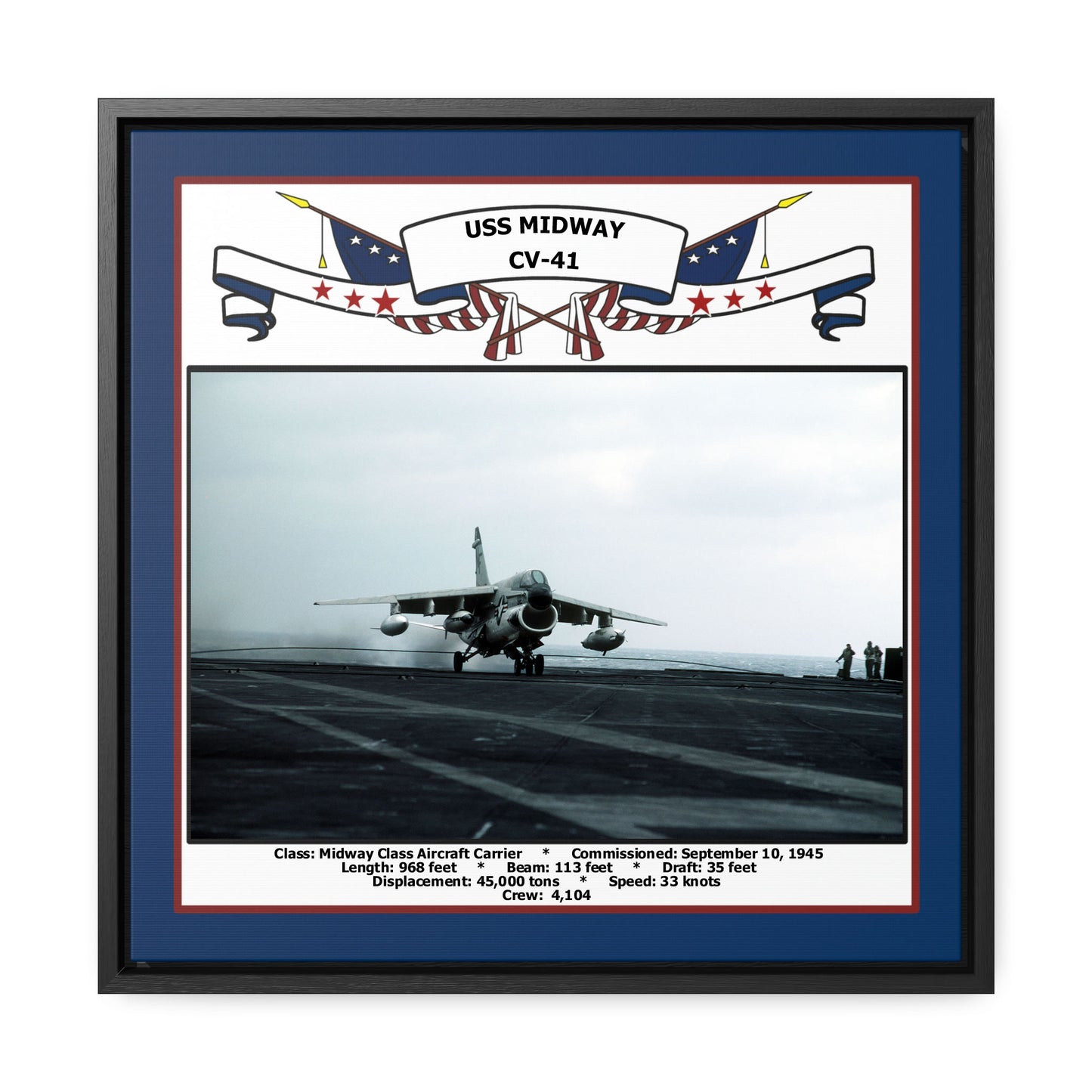 USS Midway CV-41 Navy Floating Frame Photo Front View