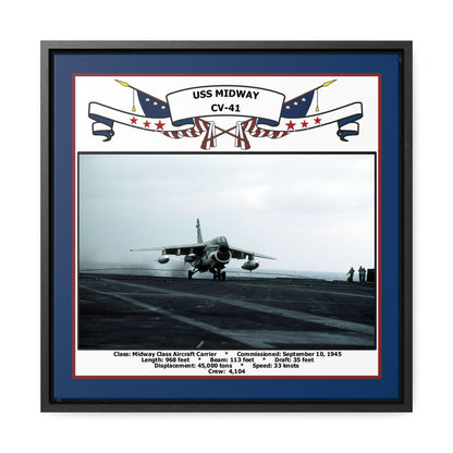 USS Midway CV-41 Navy Floating Frame Photo Front View