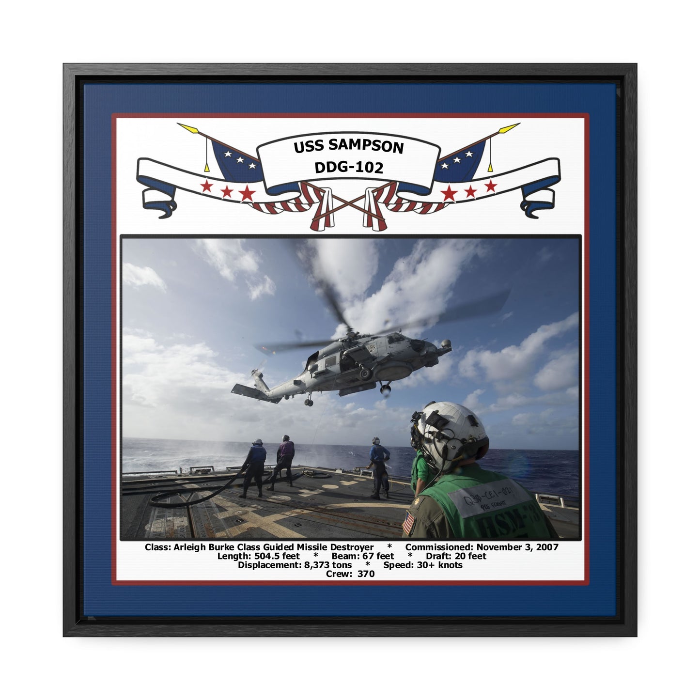 USS Sampson DDG-102 Navy Floating Frame Photo Front View