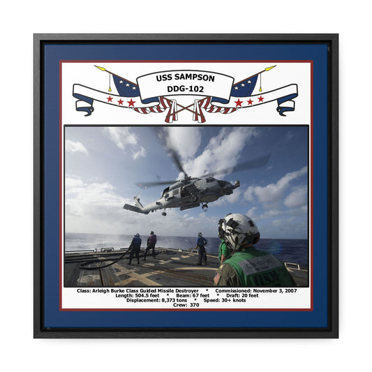 USS Sampson DDG-102 Navy Floating Frame Photo Front View