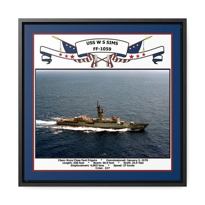 USS W S Sims FF-1059 Navy Floating Frame Photo Front View