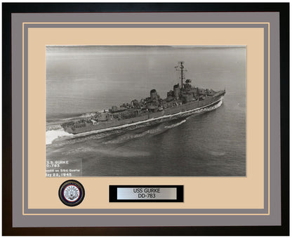 USS GURKE DD-783 Framed Navy Ship Photo Grey