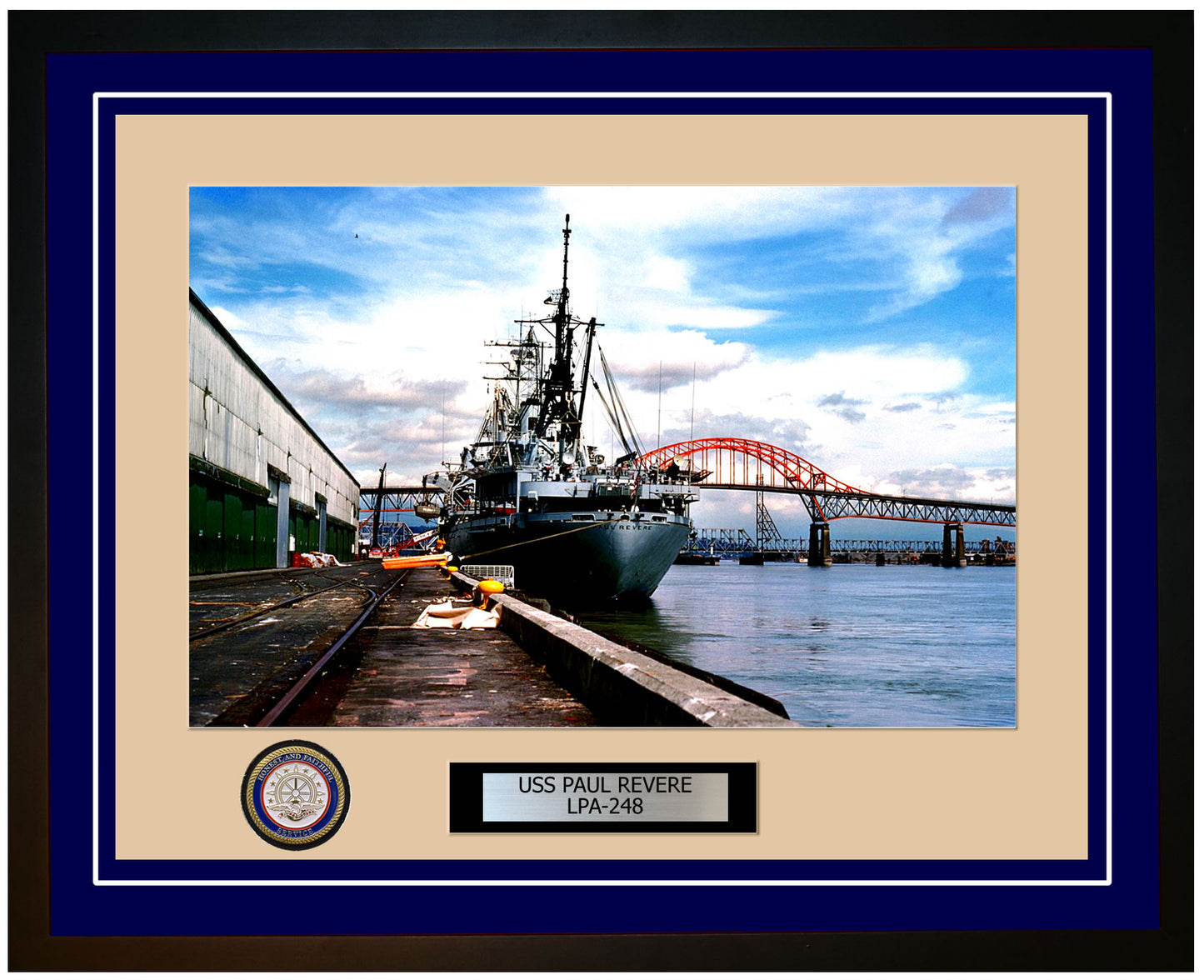 USS Paul Revere LPA-248 Framed Navy Ship Photo Blue