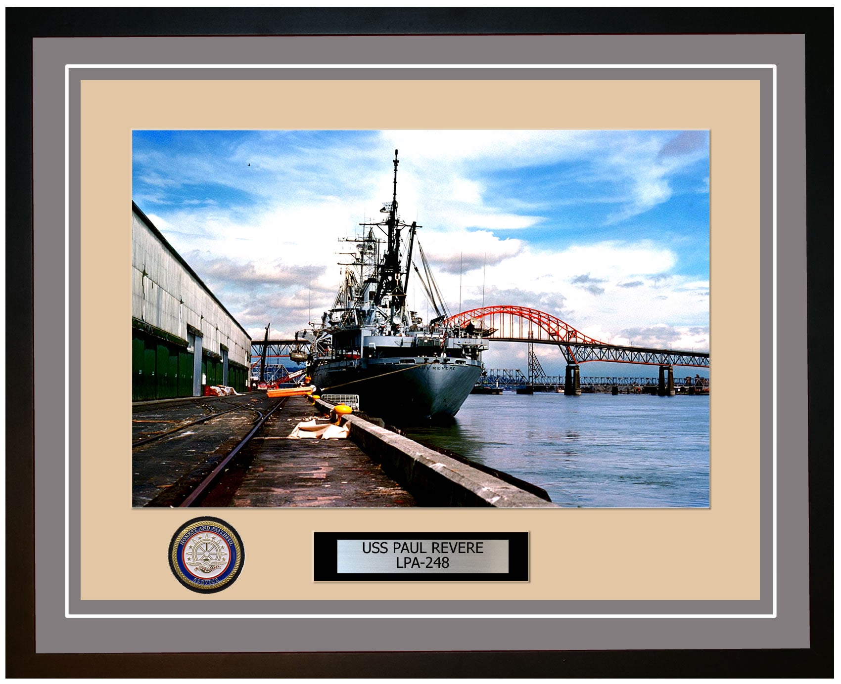 USS Paul Revere LPA-248 Framed Navy Ship Photo Grey