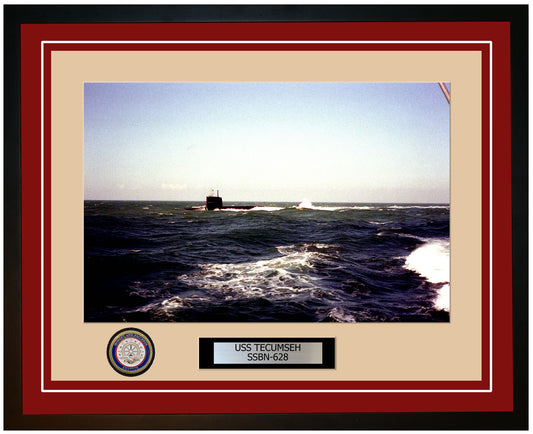 USS Tecumseh SSBN-628 Framed Navy Ship Photo Burgundy