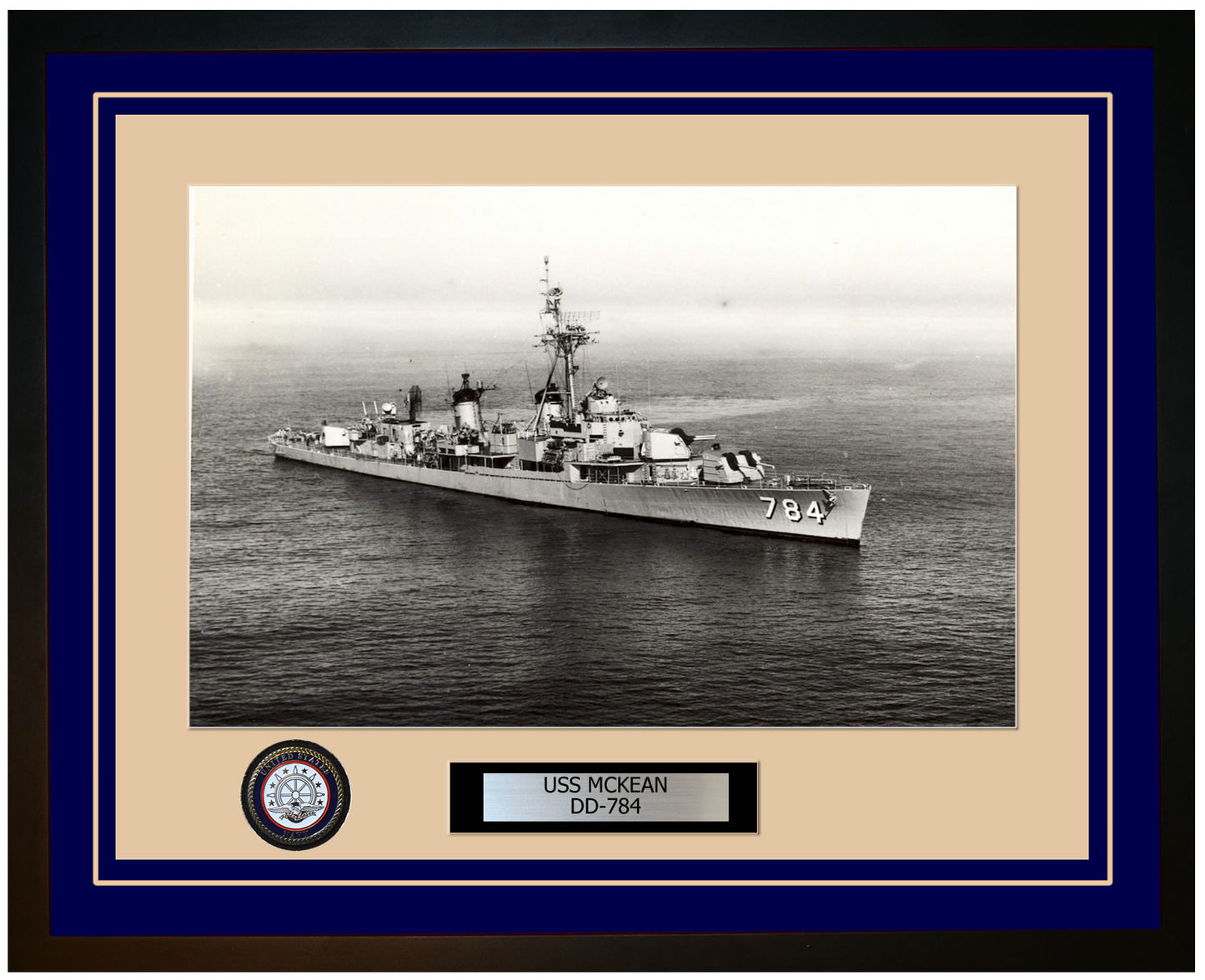 USS MCKEAN DD-784 Framed Navy Ship Photo Blue