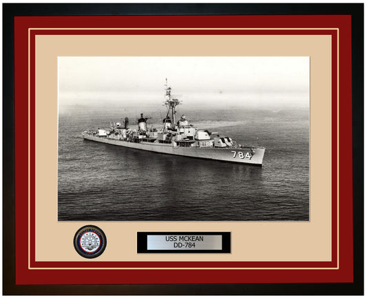 USS MCKEAN DD-784 Framed Navy Ship Photo Burgundy