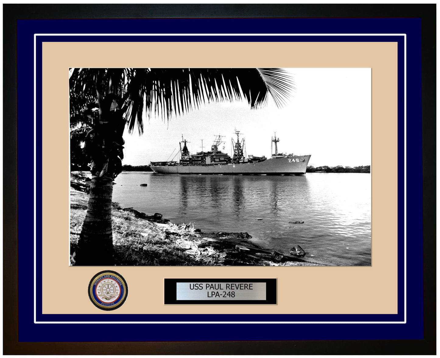 USS Paul Revere LPA-248 Framed Navy Ship Photo Blue