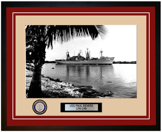 USS Paul Revere LPA-248 Framed Navy Ship Photo Burgundy
