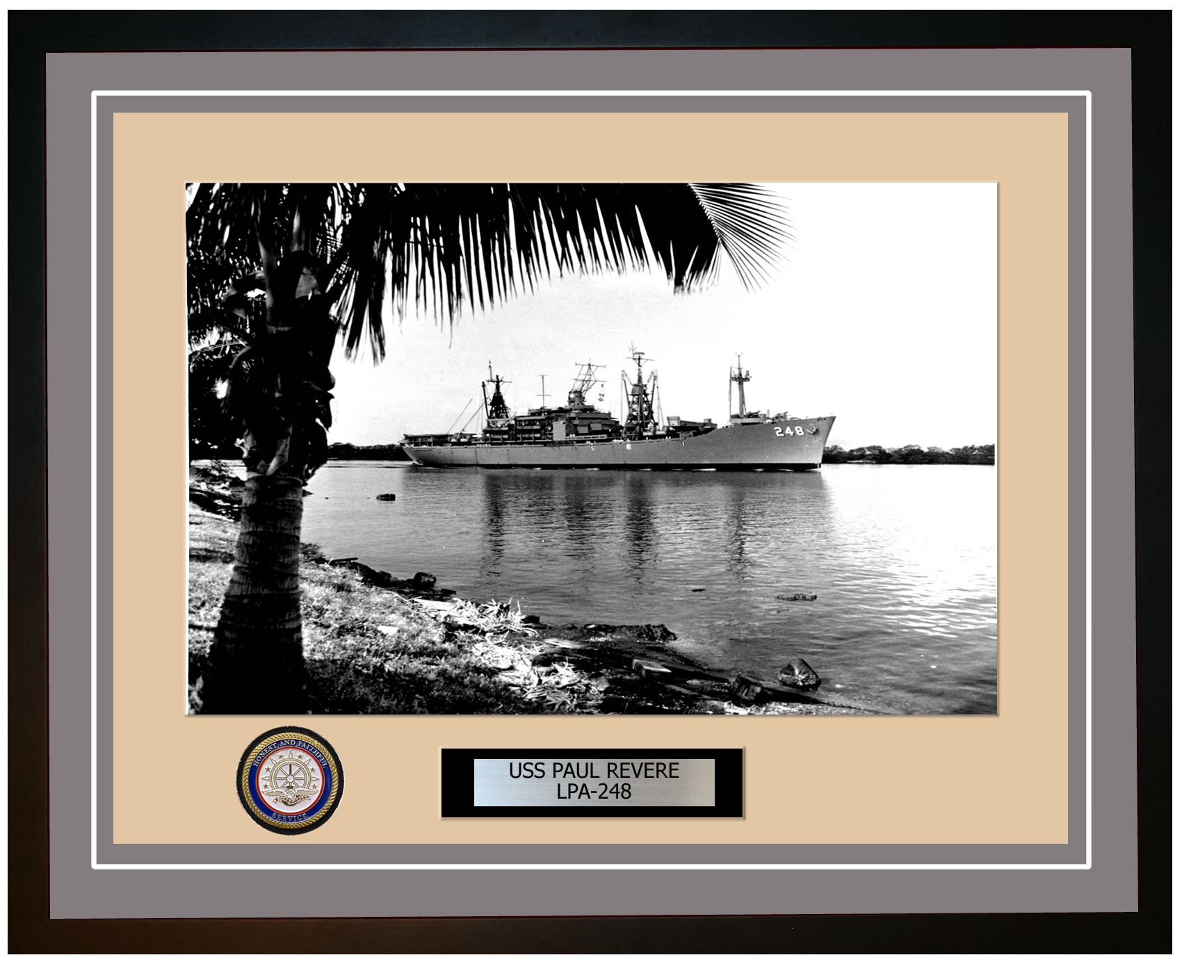 USS Paul Revere LPA-248 Framed Navy Ship Photo Grey
