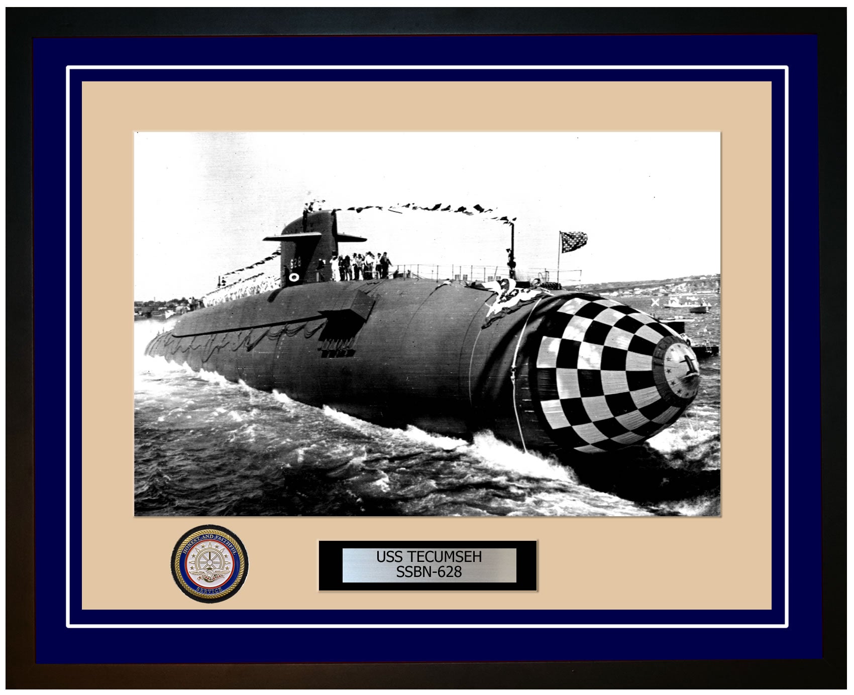 USS Tecumseh SSBN-628 Framed Navy Ship Photo Blue