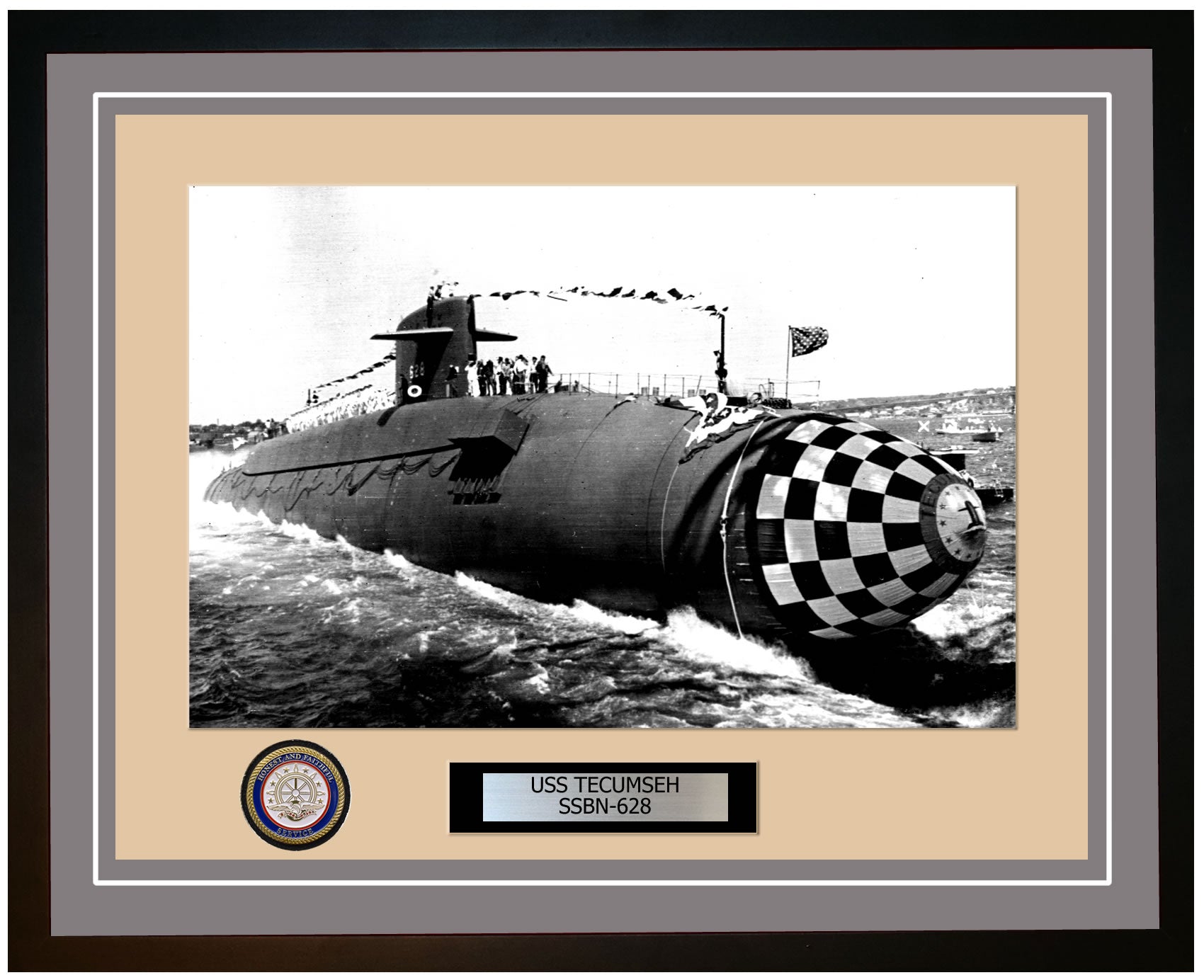 USS Tecumseh SSBN-628 Framed Navy Ship Photo Grey