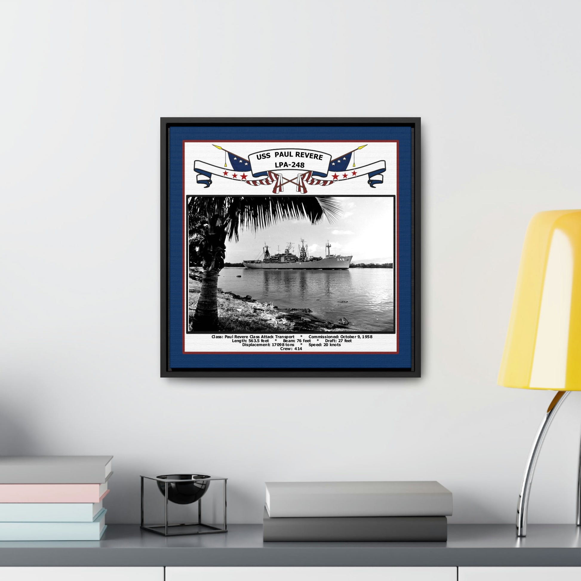 USS Paul Revere LPA-248 Navy Floating Frame Photo Desk View