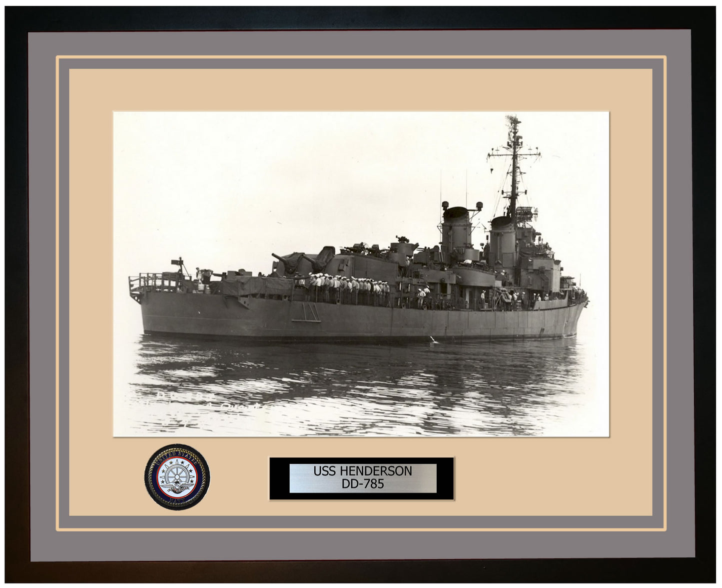 USS HENDERSON DD-785 Framed Navy Ship Photo Grey