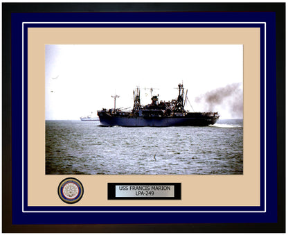 USS Francis Marion LPA-249 Framed Navy Ship Photo Blue