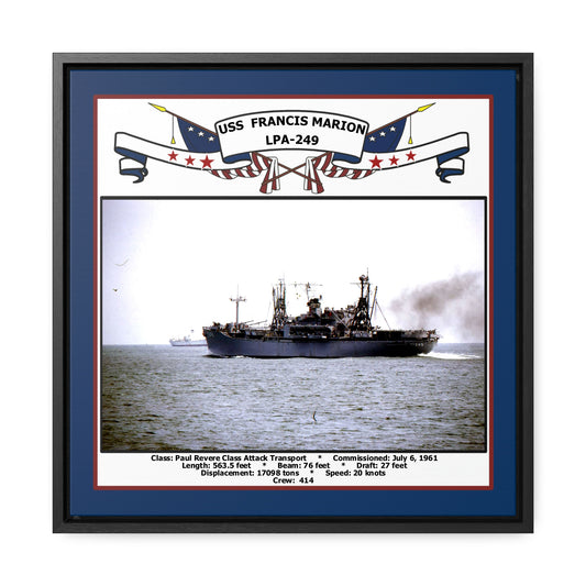 USS Francis Marion LPA-249 Navy Floating Frame Photo Front View