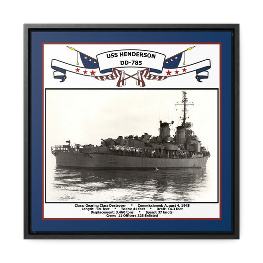 USS Henderson DD-785 Navy Floating Frame Photo Front View