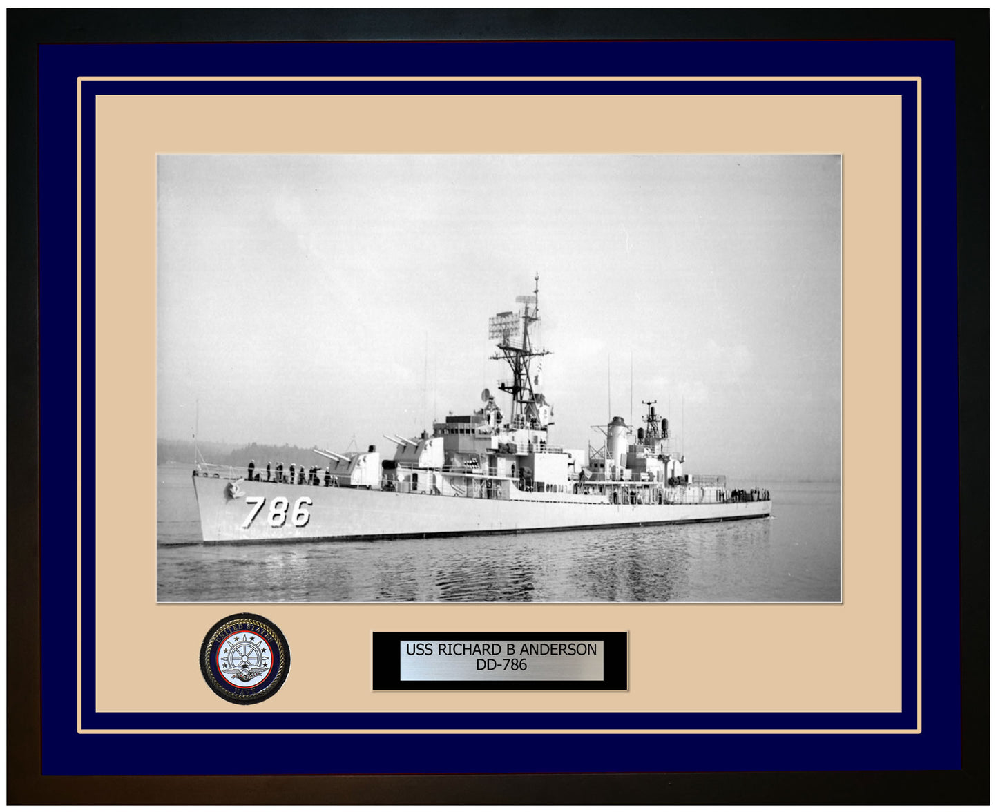 USS RICHARD B ANDERSON DD-786 Framed Navy Ship Photo Blue