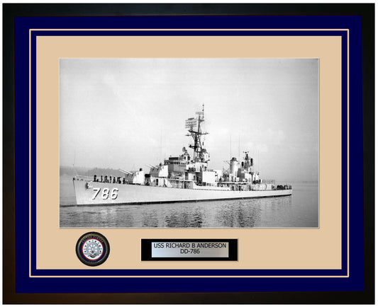 USS RICHARD B ANDERSON DD-786 Framed Navy Ship Photo Blue