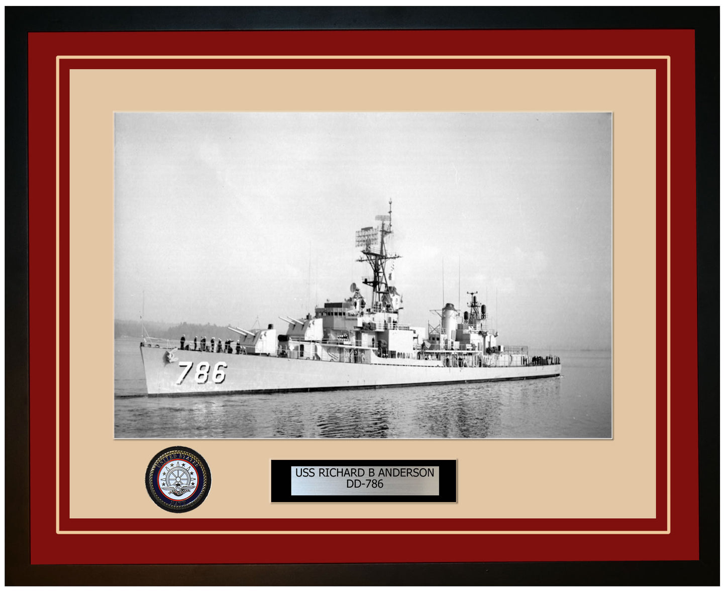 USS RICHARD B ANDERSON DD-786 Framed Navy Ship Photo Burgundy