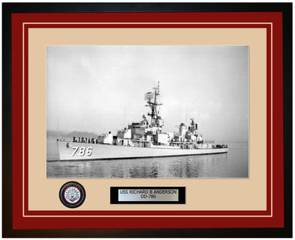 USS RICHARD B ANDERSON DD-786 Framed Navy Ship Photo Burgundy
