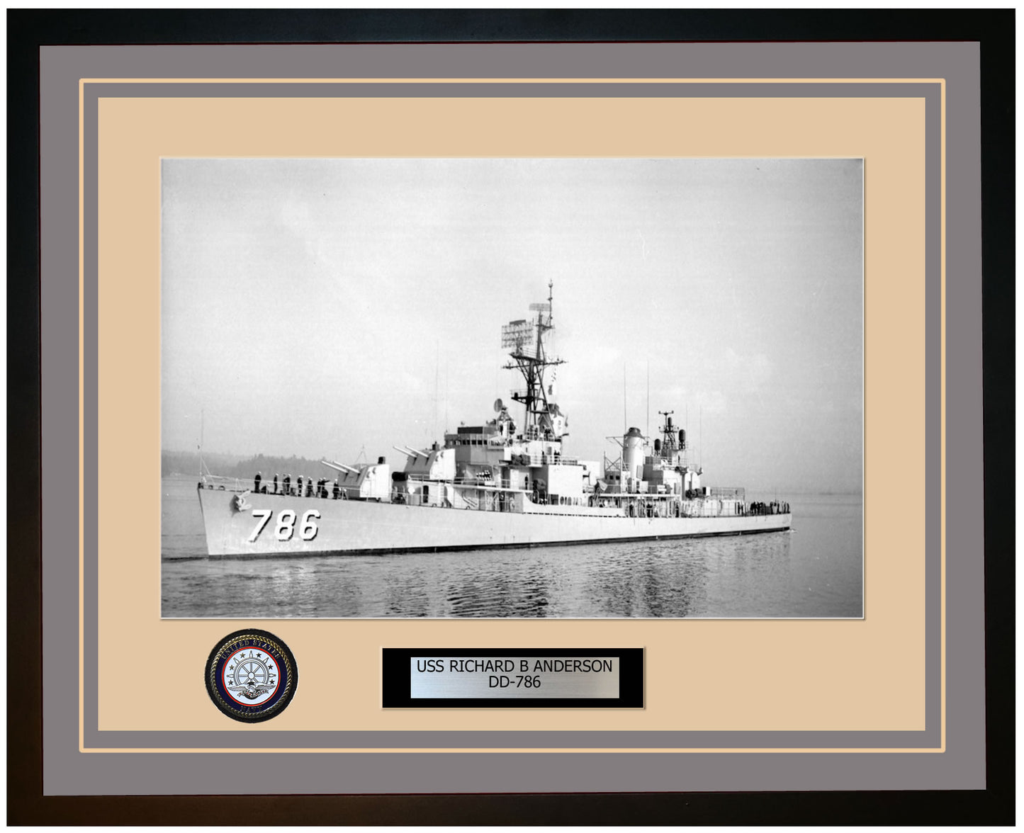 USS RICHARD B ANDERSON DD-786 Framed Navy Ship Photo Grey