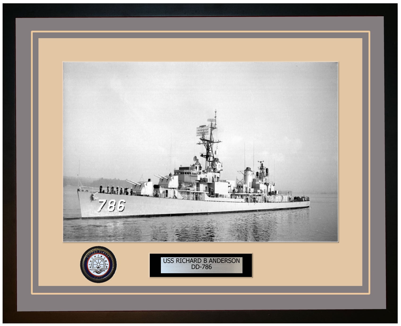 USS RICHARD B ANDERSON DD-786 Framed Navy Ship Photo Grey