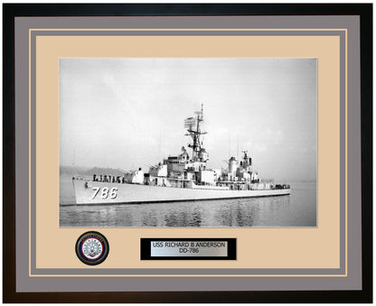 USS RICHARD B ANDERSON DD-786 Framed Navy Ship Photo Grey