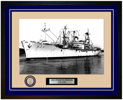 USS Francis Marion LPA-249 Framed Navy Ship Photo Blue