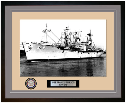 USS Francis Marion LPA-249 Framed Navy Ship Photo Grey