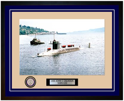 USS John C Calhoun SSBN-630 Framed Navy Ship Photo Blue