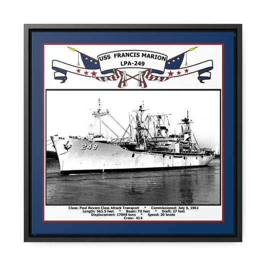 USS Francis Marion LPA-249 Navy Floating Frame Photo Front View