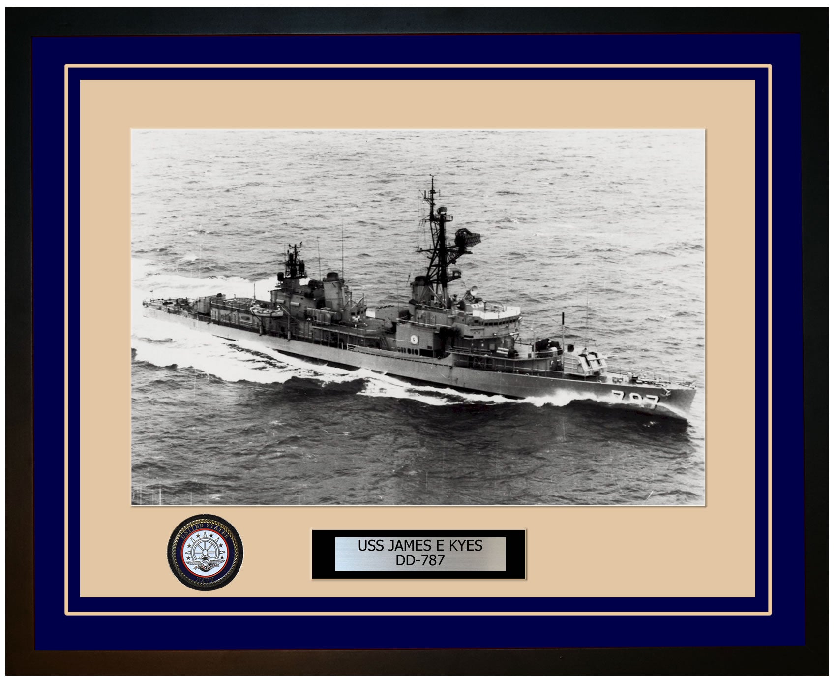 USS JAMES E KYES DD-787 Framed Navy Ship Photo Blue