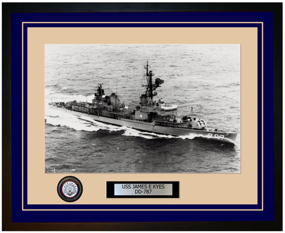 USS JAMES E KYES DD-787 Framed Navy Ship Photo Blue