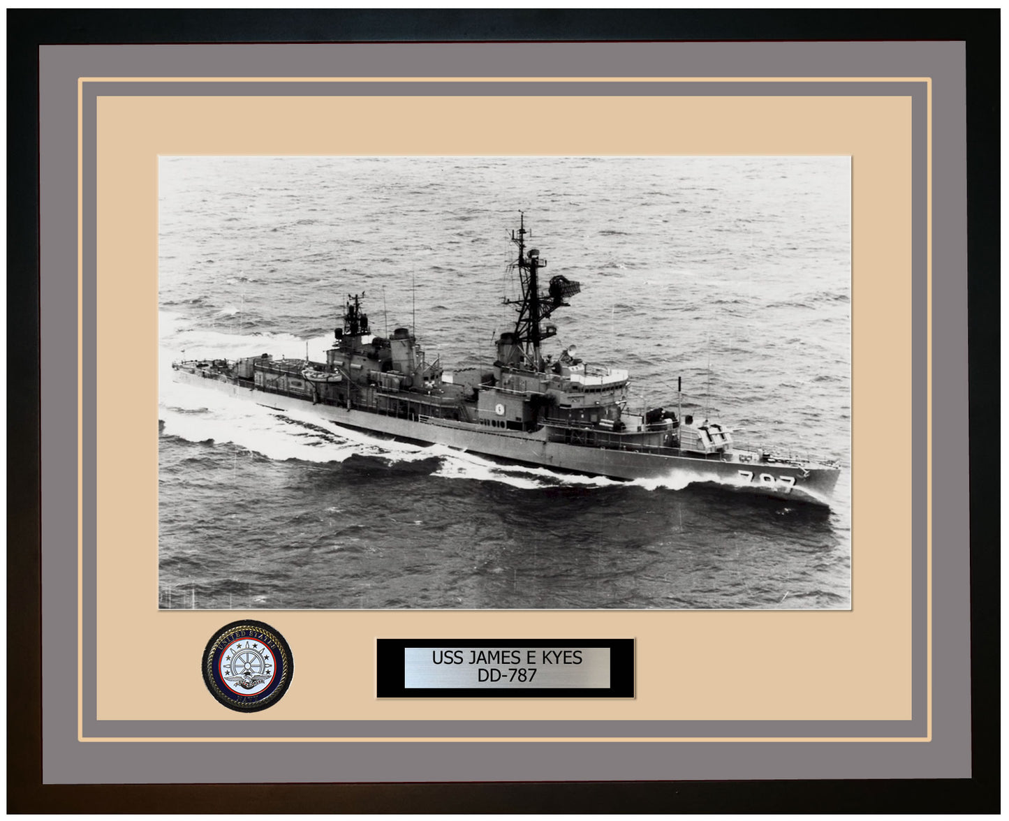 USS JAMES E KYES DD-787 Framed Navy Ship Photo Grey
