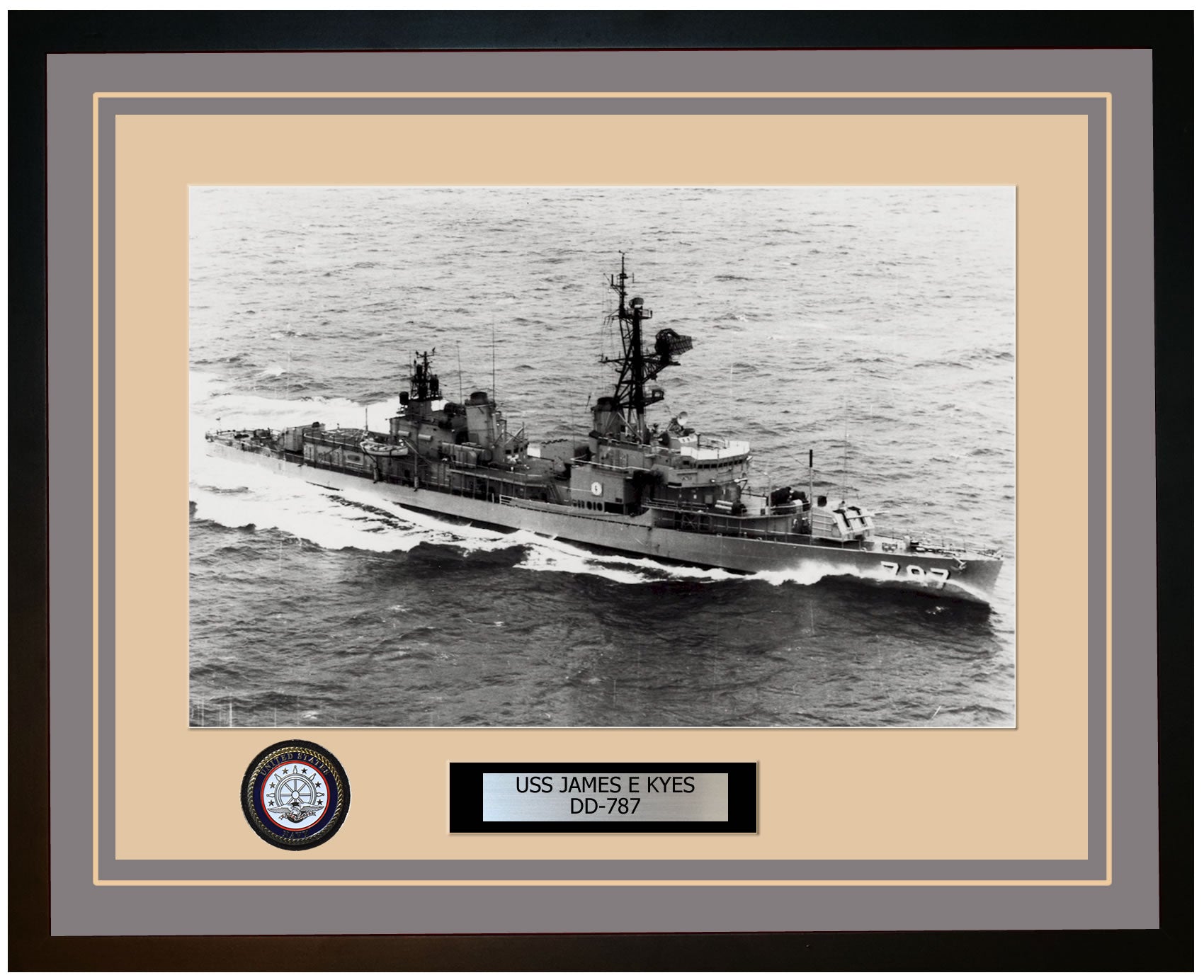 USS JAMES E KYES DD-787 Framed Navy Ship Photo Grey