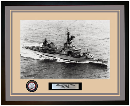 USS JAMES E KYES DD-787 Framed Navy Ship Photo Grey
