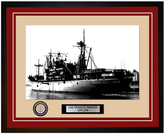 USS Francis Marion LPA-249 Framed Navy Ship Photo Burgundy