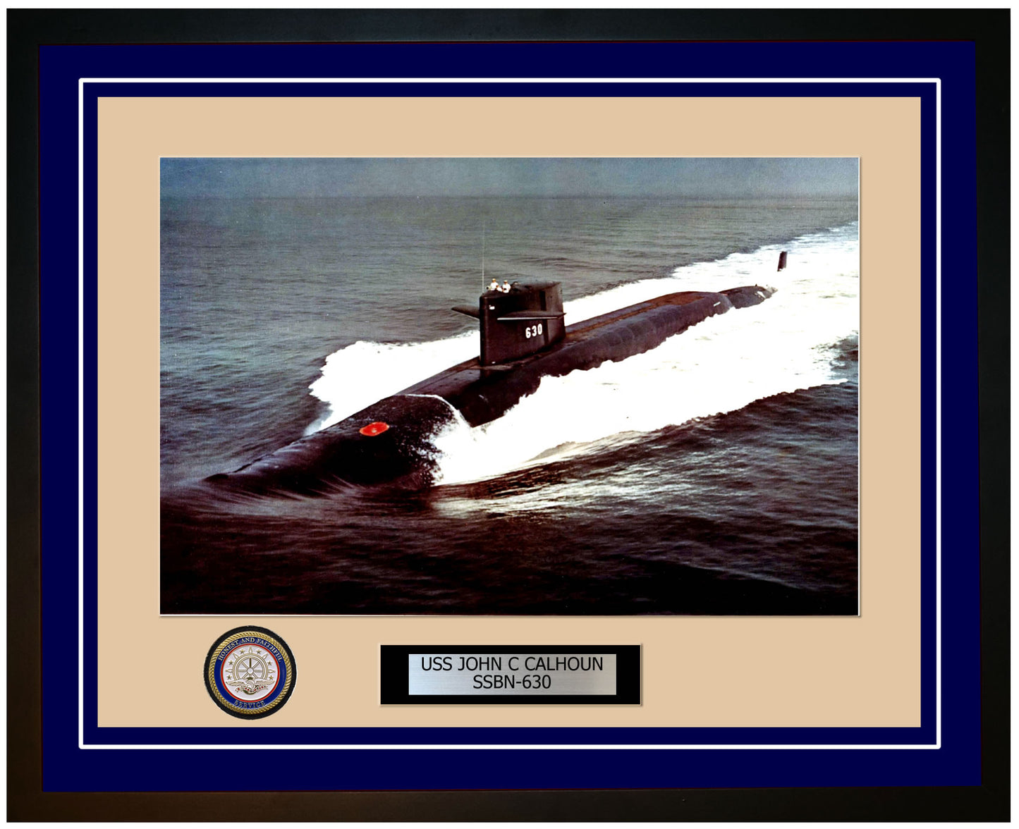 USS John C Calhoun SSBN-630 Framed Navy Ship Photo Blue