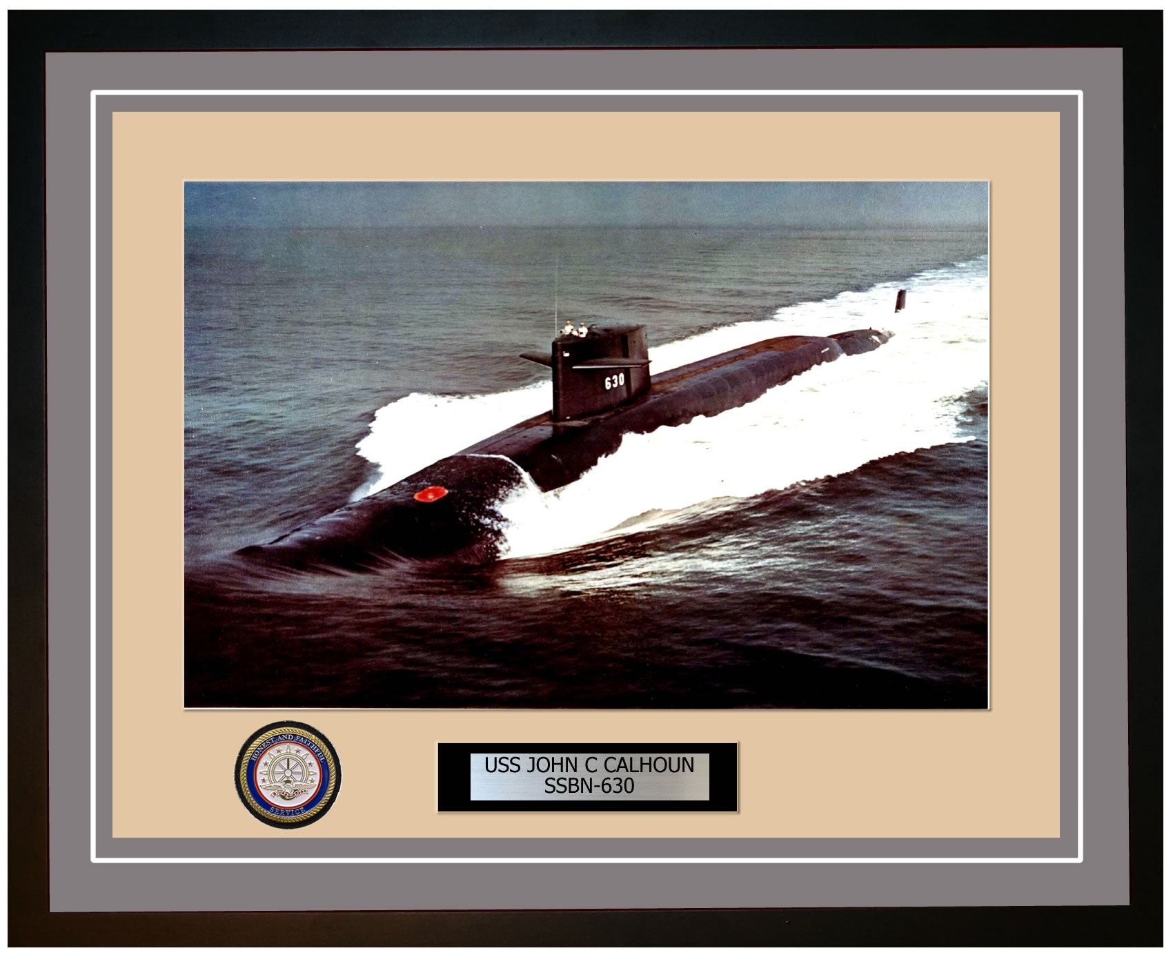 USS John C Calhoun SSBN-630 Framed Navy Ship Photo Grey
