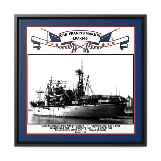 USS Francis Marion LPA-249 Navy Floating Frame Photo Front View