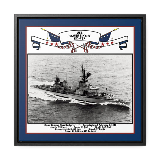USS James E Kyes DD-787 Navy Floating Frame Photo Front View