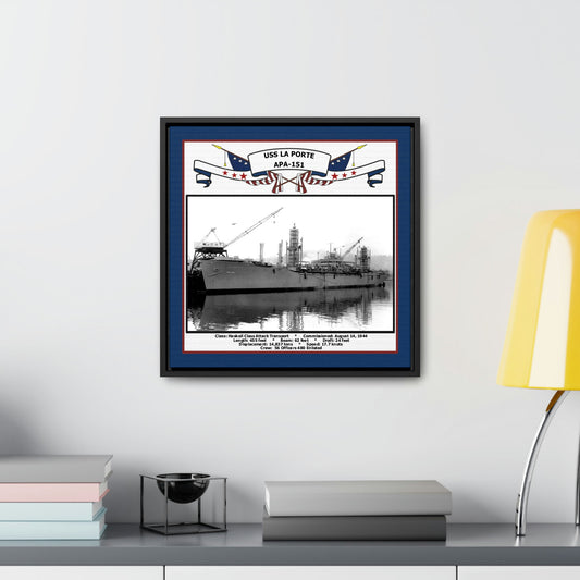 USS La Porte APA-151 Navy Floating Frame Photo Desk View