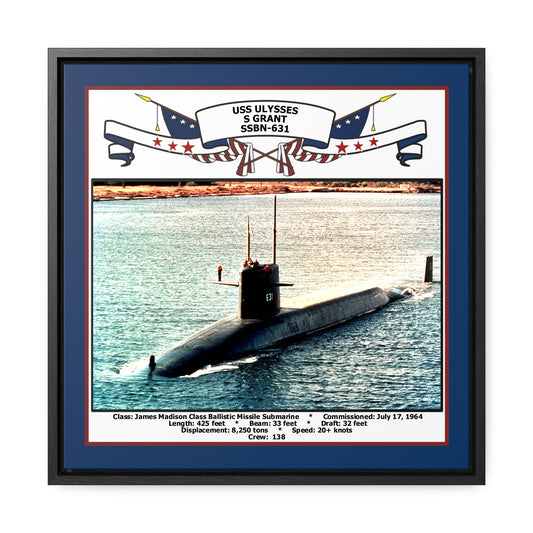 USS Ulysses S Grant SSBN-631 Navy Floating Frame Photo Front View