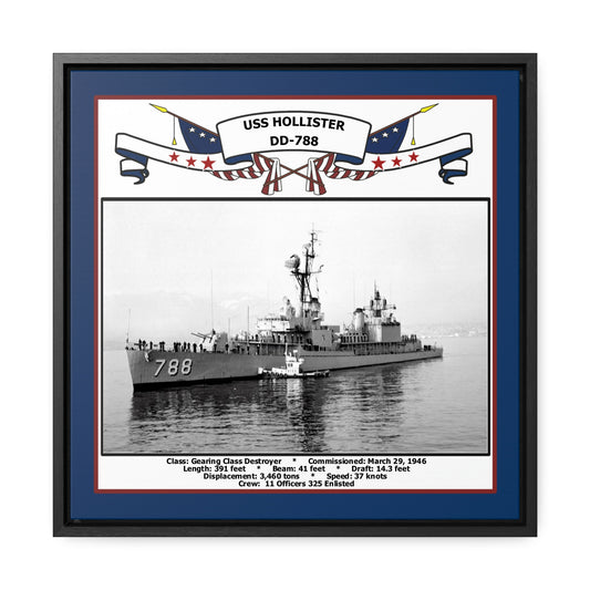 USS Hollister DD-788 Navy Floating Frame Photo Front View