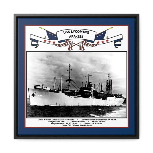 USS Lycoming APA-155 Navy Floating Frame Photo Front View